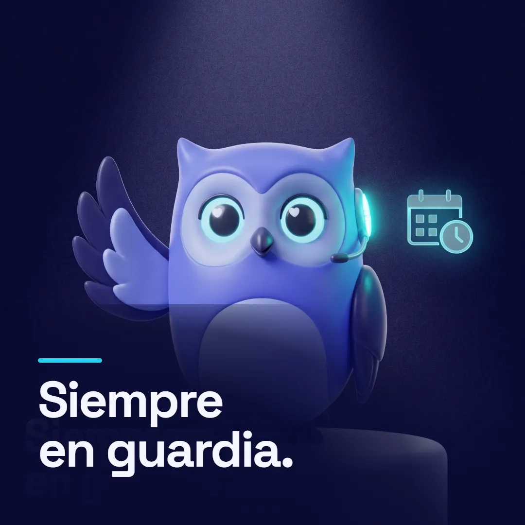 Nocta, la mascota de AgendNow: un búho con diadema de operador